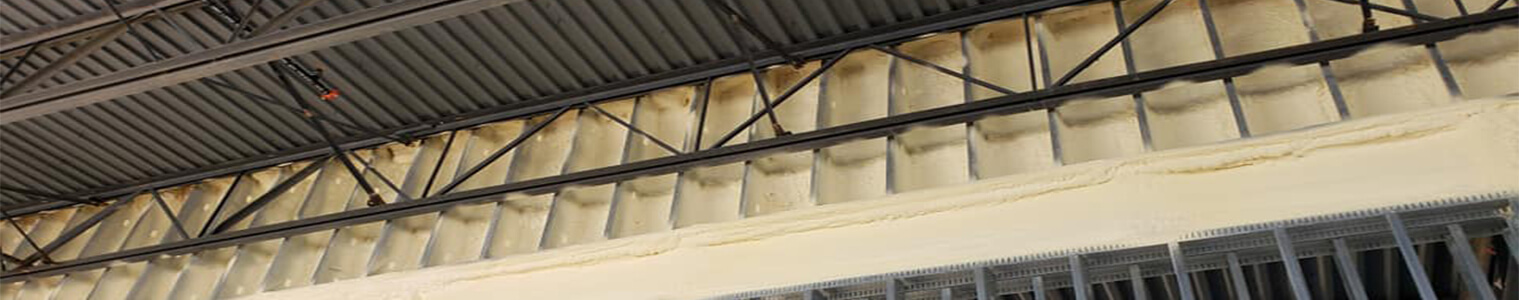 Polyurethane foam spray insulation used in a commercial building