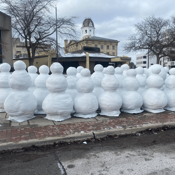 Snowmen Spray Foam Art