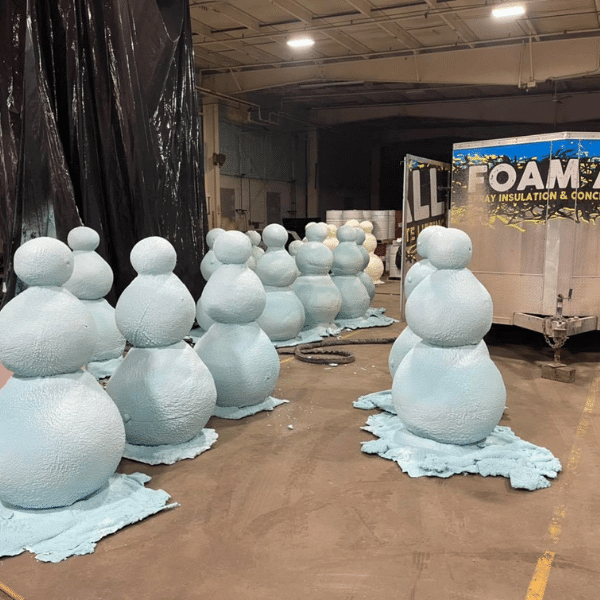 Snowmen spray foam art