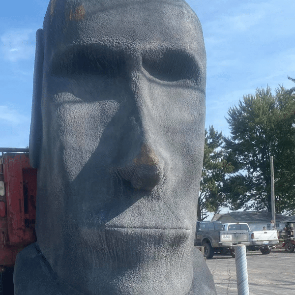Easter Island head spray foam art.