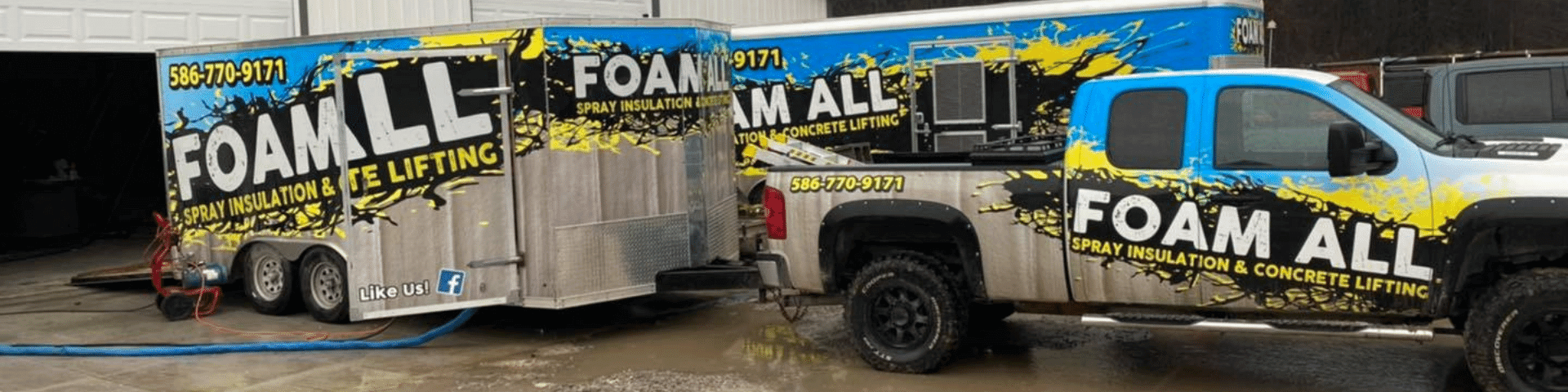 The Foam All team trucks.